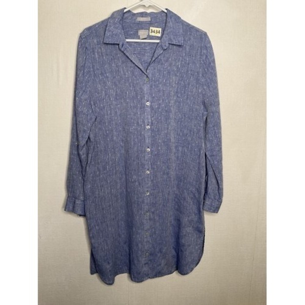 NWOT Chico's No-Iron Button Up High Low Shirttail-Hem Tunic Women 2/USL Thailand